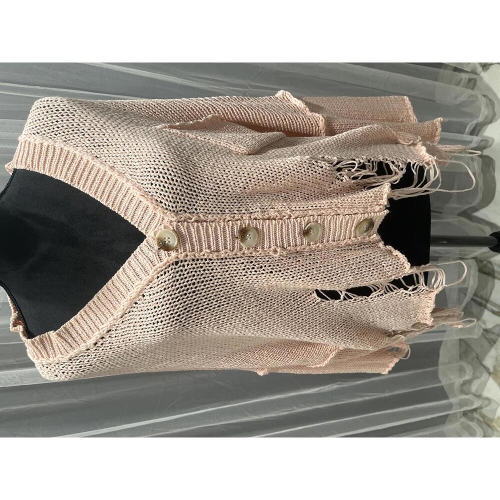 POL Light Pink Knit Button-Up Cardigan Sweater